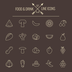 Canvas Print - Food and drink icon set.