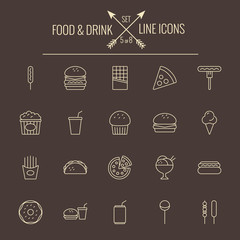 Poster - Food and drink icon set.