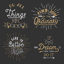 Set Of Vector Inspirational Lettering For Greeting Cards, Prints