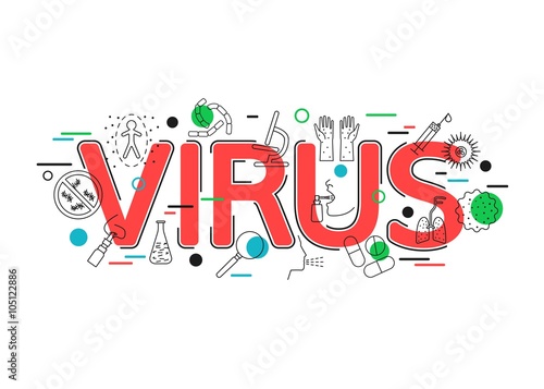 Virus Concept With Vector Icons And Elements Virus Cell Health
