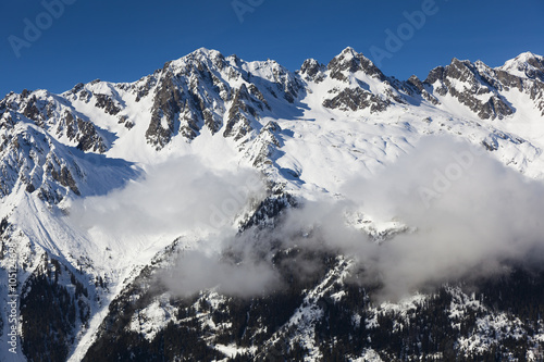 Fotografie, Obraz Aiguilles du Alpes from the Mer de Glace, Chamonix, Savoie, Rh