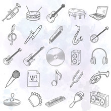 Set Of Musical Instruments Icons.
