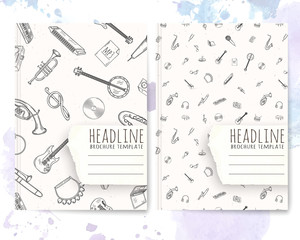 Wall Mural - Notebook template with hand drawn music pattern.