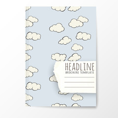 Wall Mural - Notebook template with hand drawn cloud pattern.