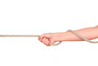 © vipman4 - close up of hands pulling a rope on white background with clippi