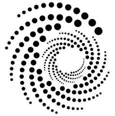 Fototapete - Circular, radial dots. Abstract dotted, concentric element.