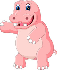 Sticker - illustration of Cute hippo cartoon