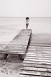 Woman on Pier and Jetty, Valencians Beach; Formentera