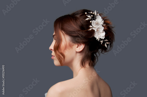 Elegant Bride With Short Hair Updo And Bare Shoulders Dress Buy