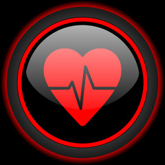 Poster - pulse black and red glossy internet icon on black background
