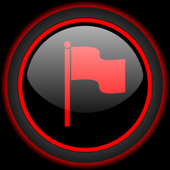 Aufkleber - flag black and red glossy internet icon on black background