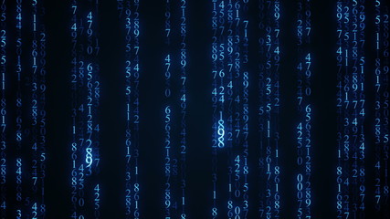 Wall Mural - blue digital matrix rain. seamless loop animation 4k uhd (3840x2160)