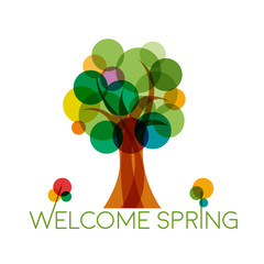 Wall Mural - vector welcome spring, abstract tree