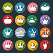 Set of vector Crown Icons in flat style