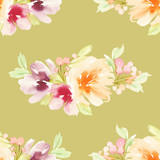 Fototapeta Kwiaty - Seamless pattern with flowers watercolor.