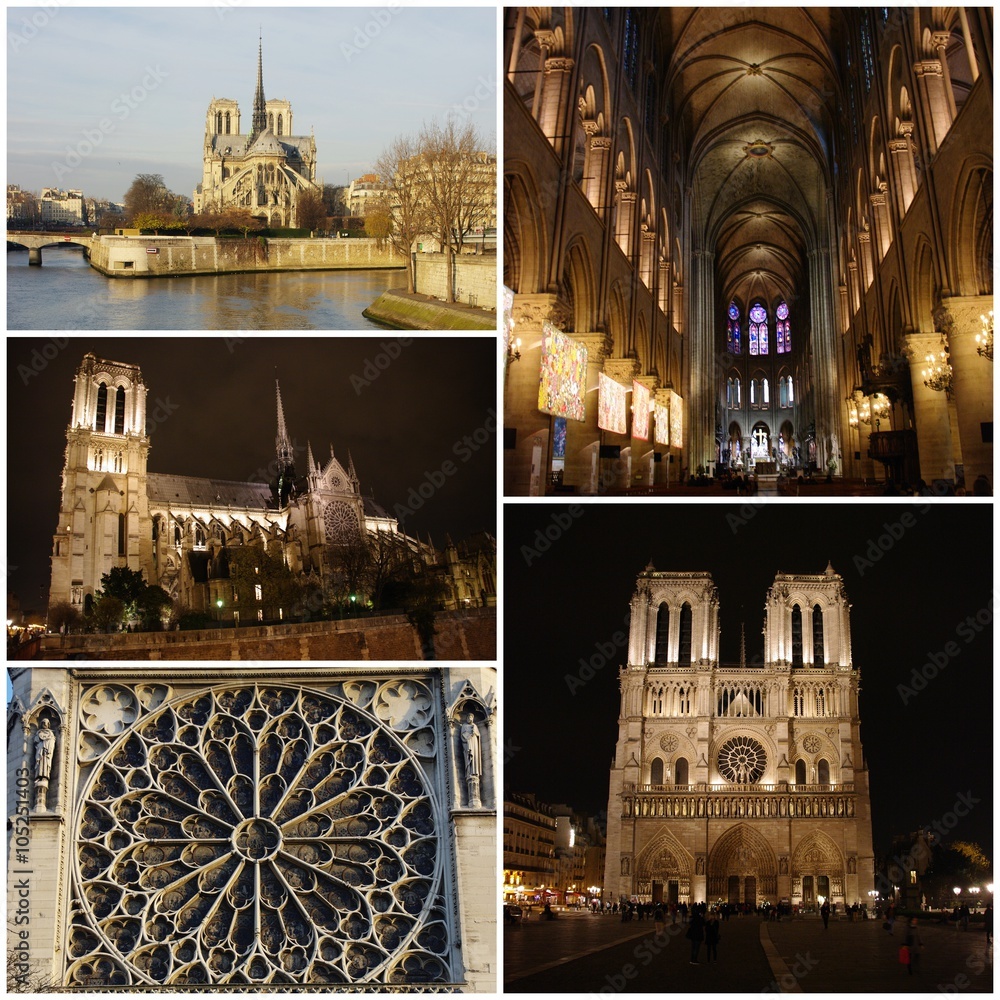Obraz na płótnie Notre Dame Cathedral, Paris, France - photo collage w salonie