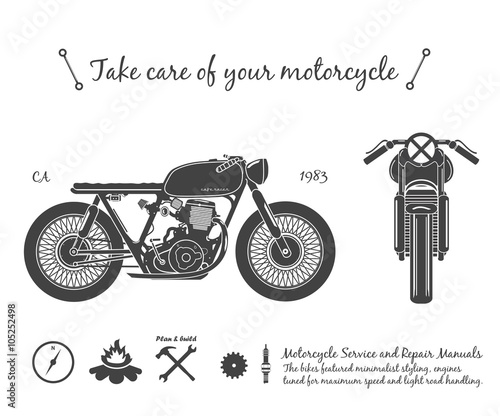 Fotografía Vintage motorcycle infographic. Cafe racer theme.