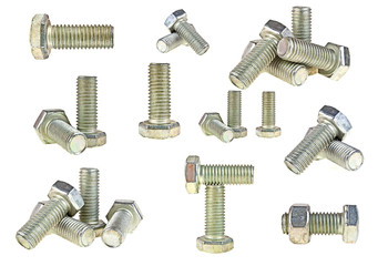 Poster - Set of new bolts and nuts on a white background