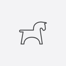 Horse Toy Outline, Thin, Flat, Digital Icon