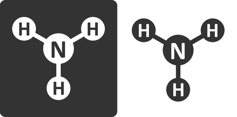 Canvas Print - Ammonia (NH3) molecule, flat icon style. 