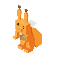 Sticker - Wild Animal Squirrel Isometric 3d Design