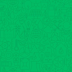 Thin Line Green Power Eco Seamless Pattern