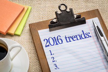 Wall Mural - year 2016 trends list on clipboard