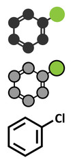 Sticker - Chlorobenzene industrial solvent molecule.