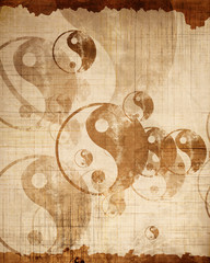 Wall Mural - Grunge yin yang symbol background.