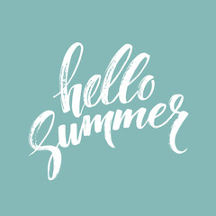 brush lettering composition.phrase hello summer. vector illustration