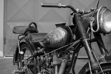 Photoshoot Of Old Rusty Vintage Motorcycle