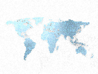 Wall Mural - Pixel world map