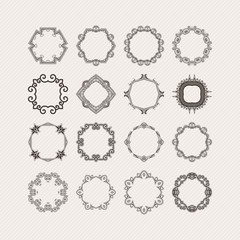 Set of ornate vector mandala borders and frames. Gothic lace tattoos. Celtic weave with sharp corners. 