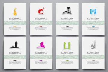 Wall Mural - Corporate identity vector templates set with doodles Barcelona theme