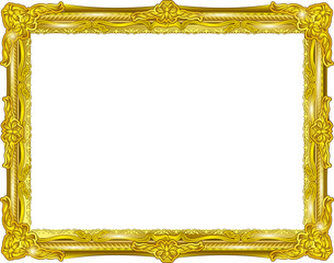 Fototapete - gold photo frame floral for picture, vector