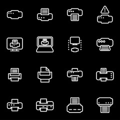 Wall Mural - vector line printer icon set. printer icon object, printer icon picture, printer icon image - stock 