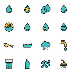 Wall Mural - trendy flat line icon pack for designers and developers. vector line water icon set, water icon obje