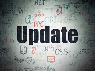 Web development concept: Update on Digital Paper background