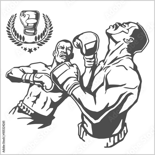 Dekoracja na wymiar  walka-miedzy-dwoma-bokserami-monochromatyczne-ilustracje