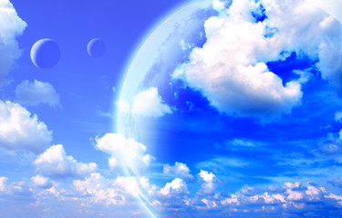 Wall Mural - beautiful sky, cloud and planet