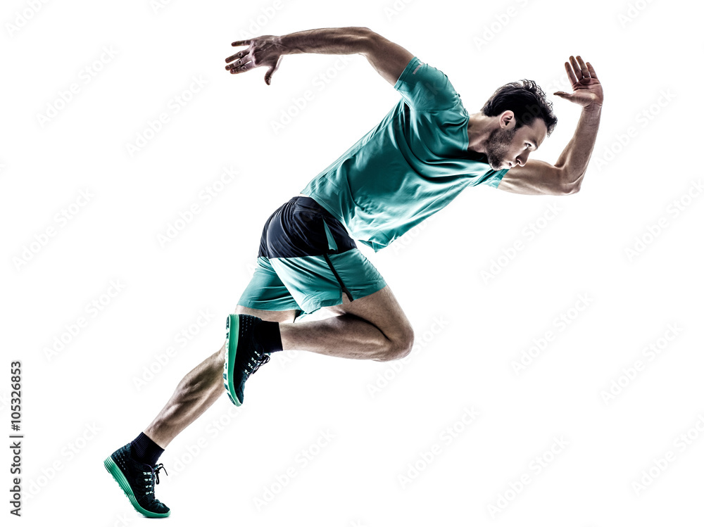 man runner jogger running  isolated - obrazy, fototapety, plakaty 