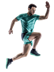 Wall Mural - man runner jogger running isolated