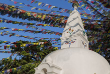 Small Stupa With Prayer Flags At Swayambunath Temple, Kathmandu, Nepal