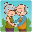 © stockakia - Grandparents couple, an old man and an old woman holding hands. Vector Illustration