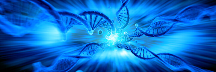 Wall Mural - 3d render of dna structure, abstract background