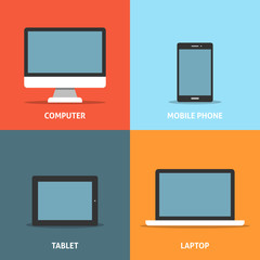 Set of electronic devices flat icons