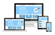 © madiwaso - Responsive web site design flat concept in electronic devices: computer, laptop, tablet, mobile phone.