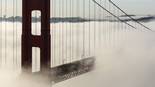 Golden Gate Bridge In Fog, San Francisco, California, America, USA