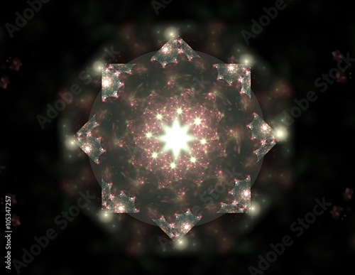 Zdjęcie XXL Seria cząstek elementarnych. Interplay of abstract Fractal form na temat nauki fizyki jądrowej i projektowania graficznego.