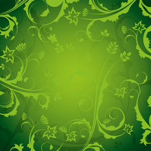 Green Ornate Floral Background